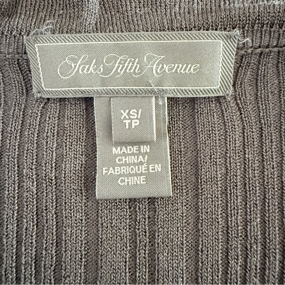 Saks Fifth Avenue Black Label‎ Ruffle Cardigan Sweater Womens XS Viscose Silk